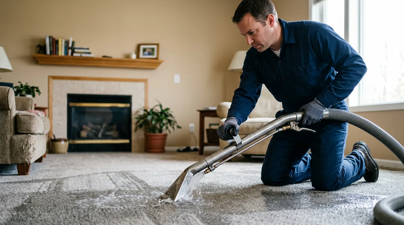 Water damage restoration technician working near Georgetown, PA